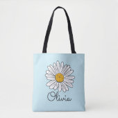 Tote Bag Floral de marguerite blanche monogramme (Devant)