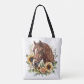 Tote Bag Floral de tournesol Rustique Horse (Dos)