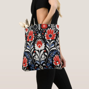 Tote Bag Floral Folk Motif