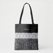Tote Bag Floral gris et Motif léopard (Devant)