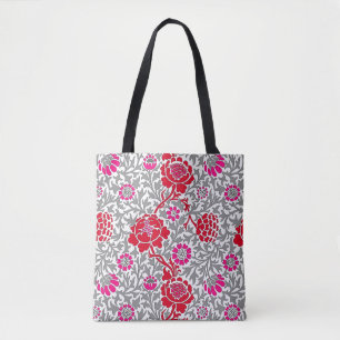 Tote Bag Floral jacobéen, rose et gris foncé