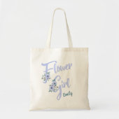 Tote Bag Floral Letter Dusty Blue Personalized Flower Girl (Devant)