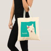 Tote Bag Floral Llama Alpaca Turquoise personnalisé (Devant (produit))