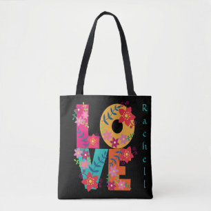 Tote Bag Floral LOVE Blossom Personnalisé Fourre-tout