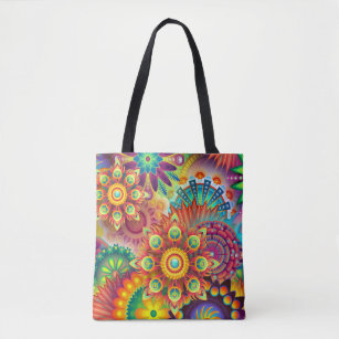 Tote Bag Floral Mandala Collage psychédélique