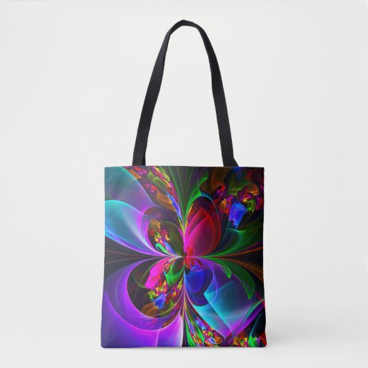 Tote Bag Floral moderne Art Abstrait Rouge Bleu Motif #12 (Devant)