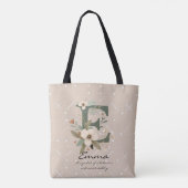 Tote Bag Floral Monogram E – Elegant Botanical Letter Art (Dos)