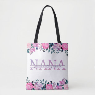 Tote Bag Floral Nana scinde Monogramme avec des petits-enfa