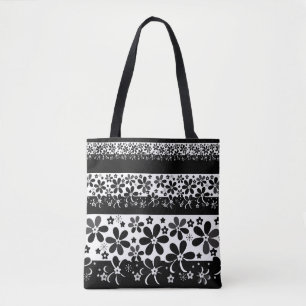 Tote Bag Floral noir et blanc