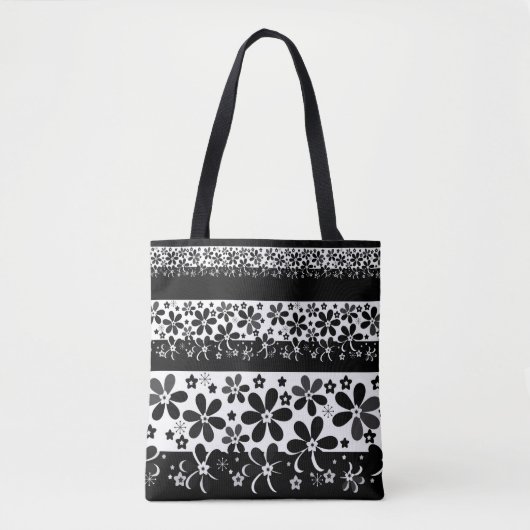 Tote Bag Floral noir et blanc (Devant)