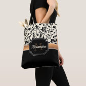 Tote Bag Floral noir et blanc (De près)