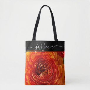 Tote Bag Floral Orange Ranunculus Photo personnalisée