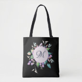 Tote Bag Floral Pastel Aquarelle Fleurs Monogramme (Devant)