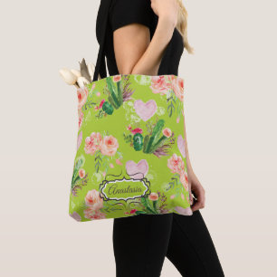 Tote Bag Floral Personnalisé Cactus Chic