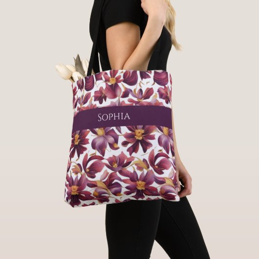 Tote Bag Floral pourpre- (De près)