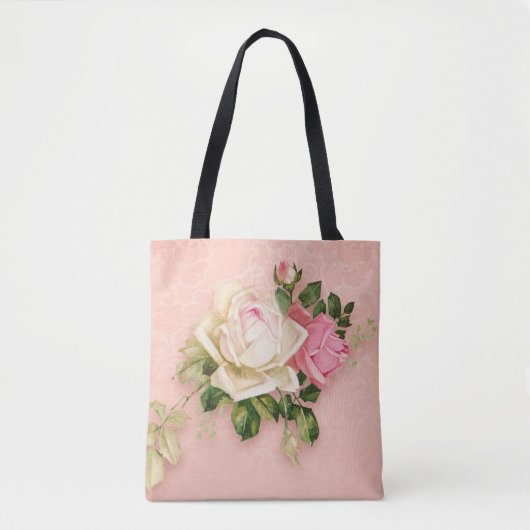 Tote Bag Floral rose avec Diamond Tiara Princess Design (Devant)