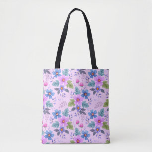 Tote Bag Floral Rose Violet Fleurs Motif-36841