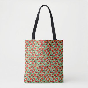 Tote Bag Floral sans joint avec des pavots rouges et des ma