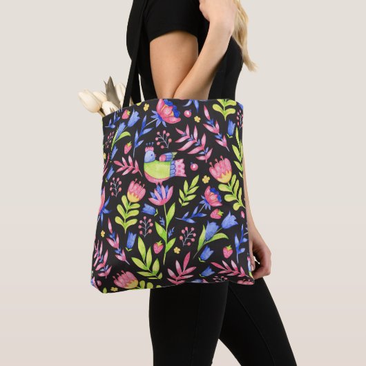 Tote Bag Floral seamless pattern design. Spring flowers and (De près)