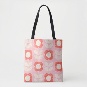 Tote Bag Floral Stylisé Rétro Scandinave sans joint