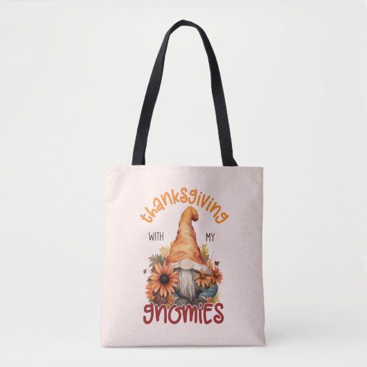 Tote Bag Floral Thanksgiving avec mes Gnomies (Devant)