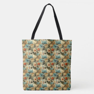 Tote Bag Floral Thanksgiving Motif Vintage (5)