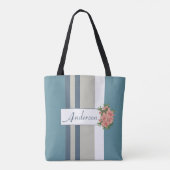 Tote Bag Floral Turquoise moderne bleu et bronzé (Dos)