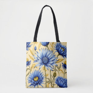 Tote Bag Floral vintage de Cornflower bleu et jaune