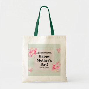 Tote Bag Floral Vintage Retro Cute Rose Green Mothers Day
