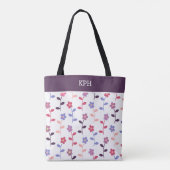 Tote Bag Floral violet Motif avec Monogramme (Dos)