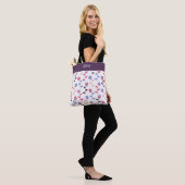 Tote Bag Floral violet Motif avec Monogramme (Sur le modèle)