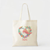 Tote Bag Floral Whale Heart Lot Name (Devant)