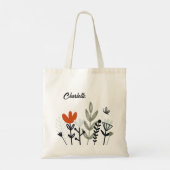 Tote Bag Floral Whimsical moderne Nom personnalisé (Dos)