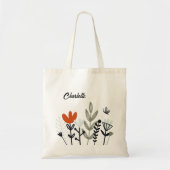 Tote Bag Floral Whimsical moderne Nom personnalisé (Devant)