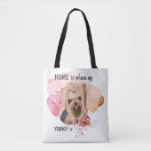 Tote Bag Floral Yorkie est la maison (Devant)