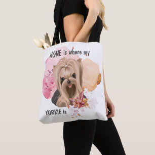 Tote Bag Floral Yorkie est la maison