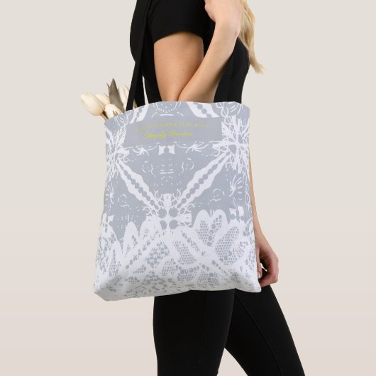 Tote Bag Floralart espagnol motif- gris (De près)