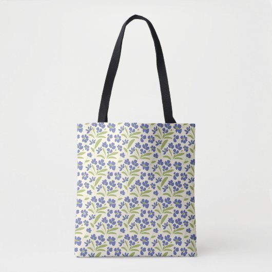 Tote Bag Flore Bio Bleu Vert Sur Crème 0111A (Devant)