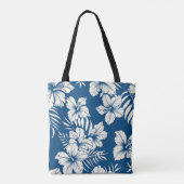 Tote Bag Flore bleu tropical et blanc (Dos)