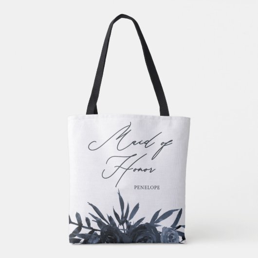 Tote Bag Flore bleue avec une servante d'honneur Script (Dos)