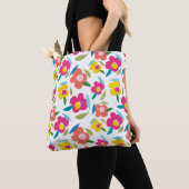 Tote Bag Flore brillante sur blanc (De près)