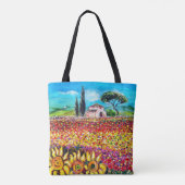 Tote Bag FLORE DANS LE PAYSAGE TOSCANE Poppies et tournesol (Dos)