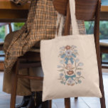 Tote Bag Flore de Bows et de Fleurs Bleues<br><div class="desc">Boho et sac fourre-tout rustique avec illustration dessinée à la main des arcs et des fleurs en bleu.</div>