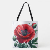 Tote Bag Flore de pavot rouge (Devant)