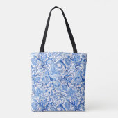 Tote Bag Flore de printemps bleu et blanc Paisley (Dos)