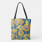 Tote Bag Flore de tournesol bleu (Dos)