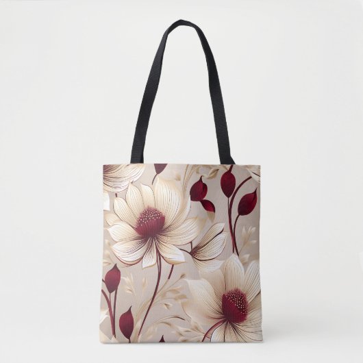 Tote Bag Flore Délicieuse Avec Fleurs Bourgognes (Devant)