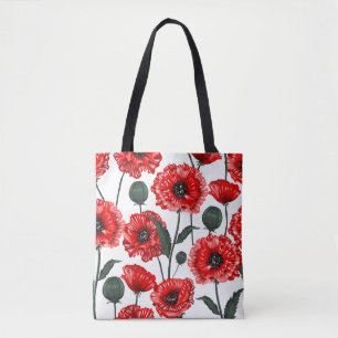Tote Bag Flore du pays de pavot rouge moderne