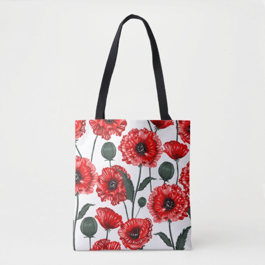 Tote Bag Flore du pays de pavot rouge moderne (Devant)