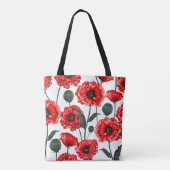 Tote Bag Flore du pays de pavot rouge moderne (Dos)